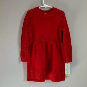 🆕 girls cat & jack red sweater dress Sz 5T